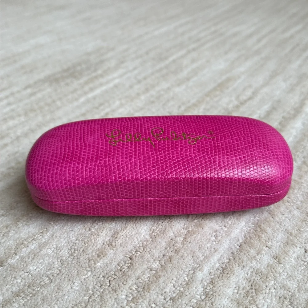 Lilly Pulitzer Hot PINK Fuchsia Clamshell Eyeglass Case Hardcase Snake Reptile